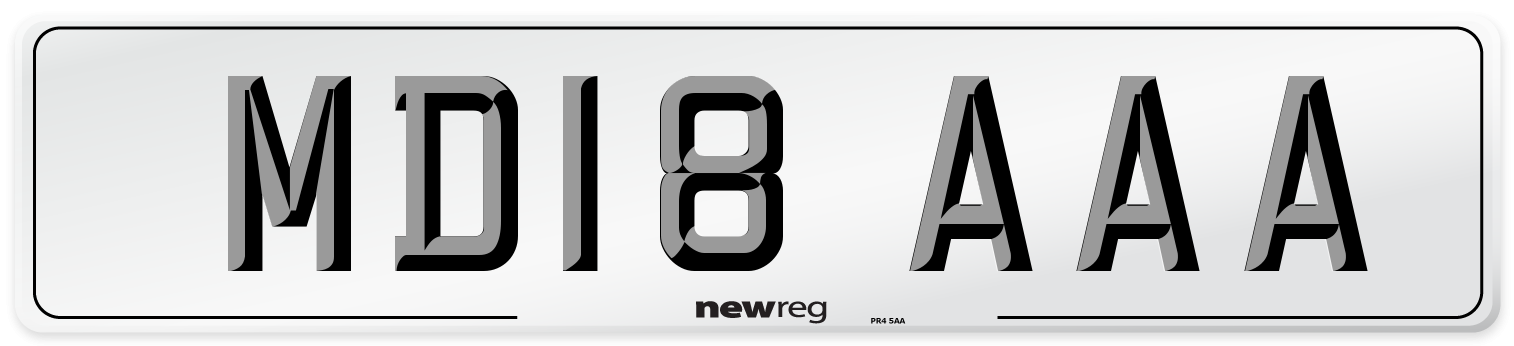 MD18 AAA Number Plate from New Reg